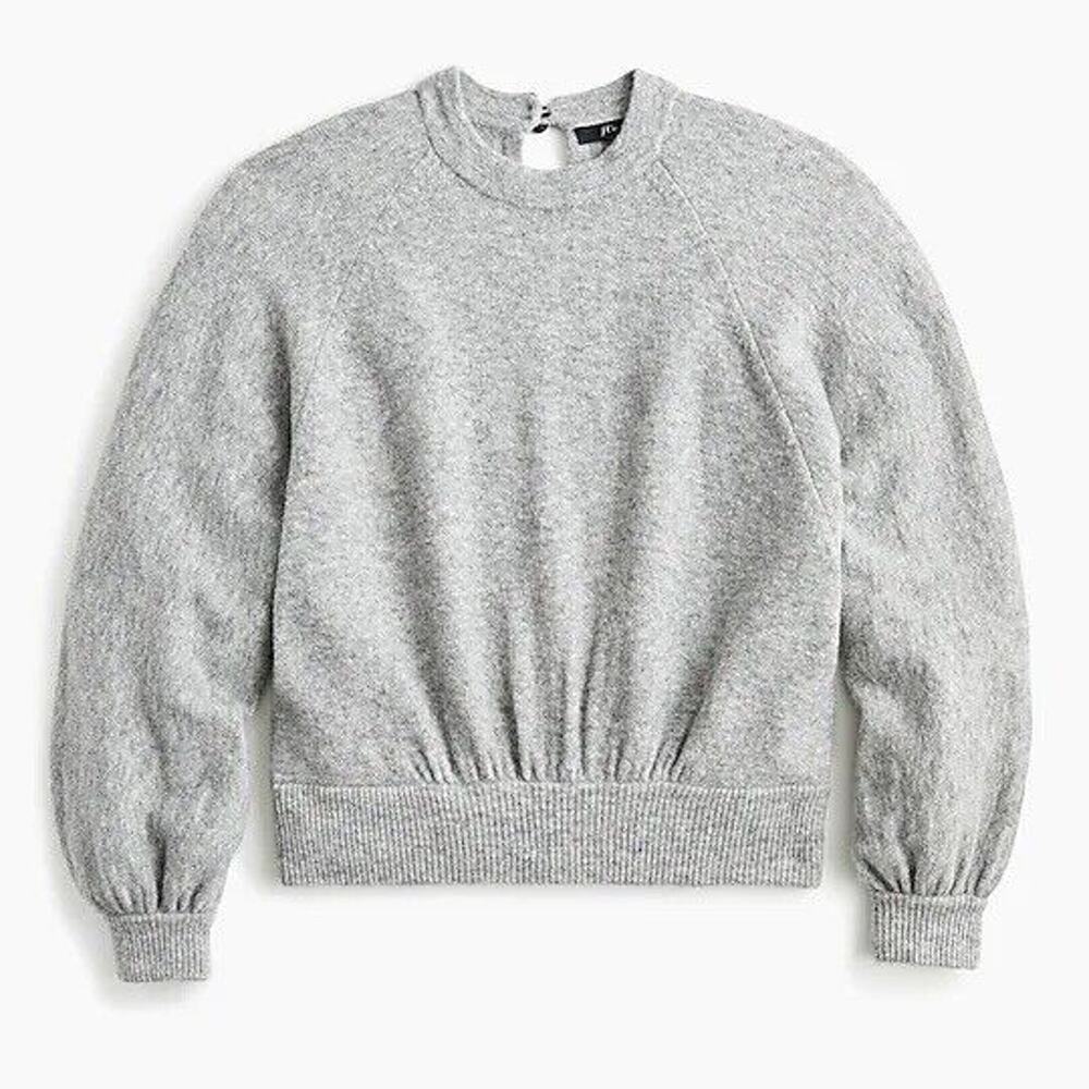 J.Crew Women’s Sweater Crewneck Gathered Gray Supersoft Yarn Pullover in Size S